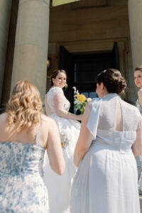 The Line DC hotel wedding - blue bridesmaids