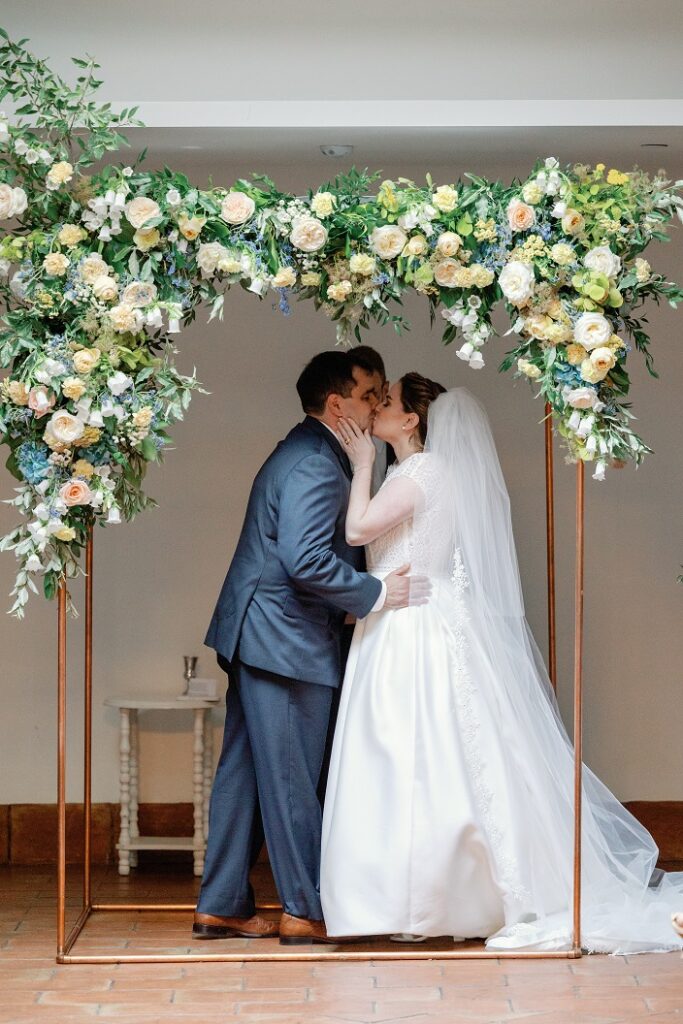 The Line DC Hotel wedding - Jewish wedding ceremony - blue yellow Amalfi theme ballroom reception