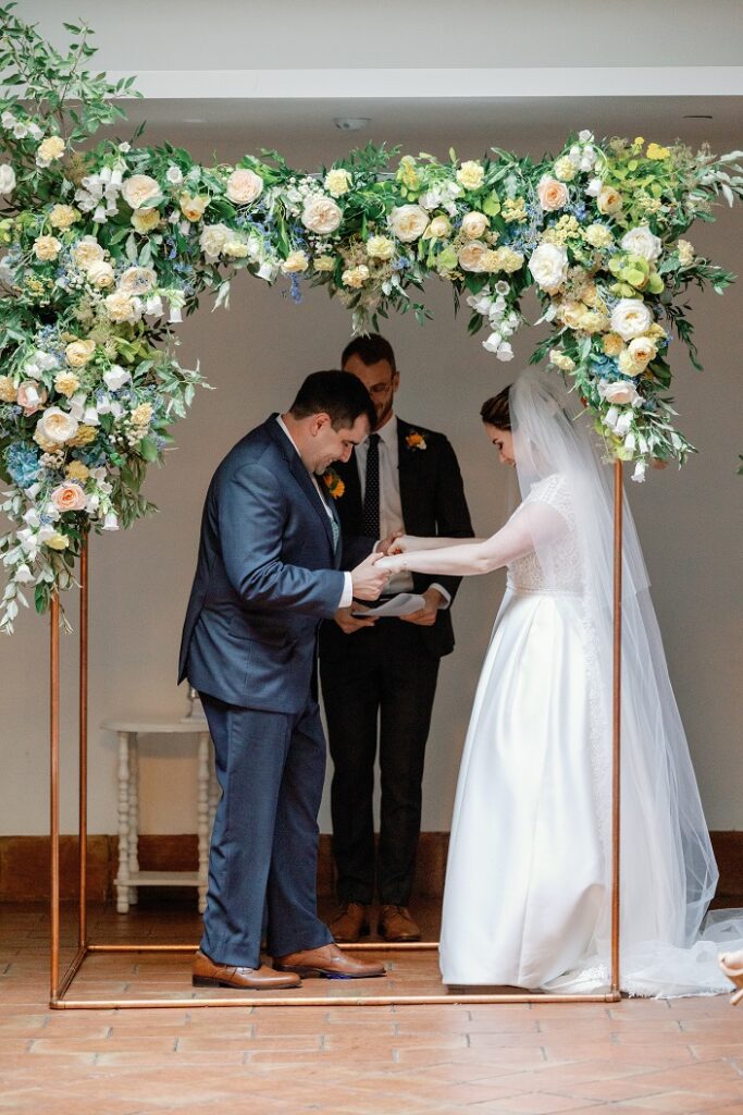 The Line DC Hotel wedding - Jewish wedding ceremony - blue yellow Amalfi theme ballroom reception