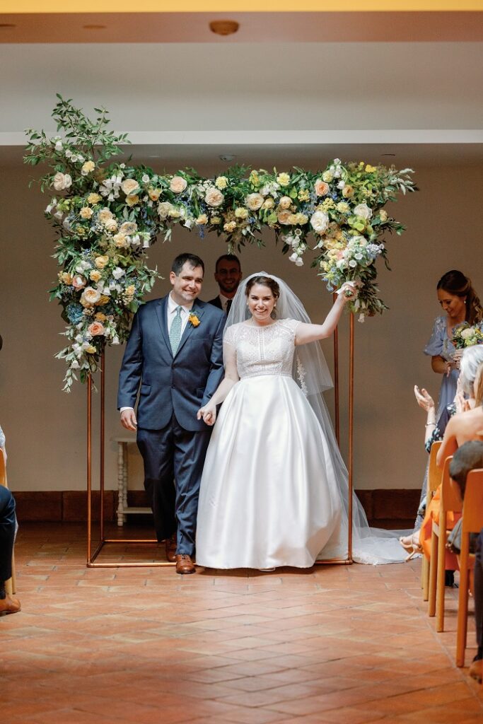 The Line DC Hotel wedding - Jewish wedding ceremony - blue yellow Amalfi theme ballroom reception