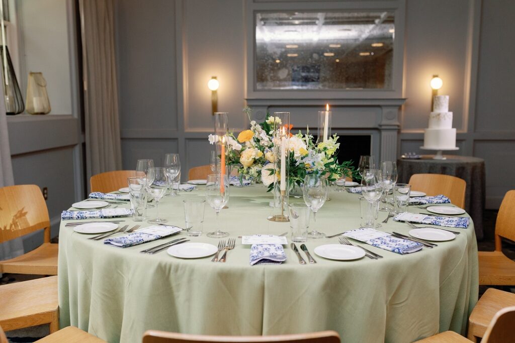 The Line DC Hotel wedding - Jewish wedding ceremony - blue yellow Amalfi theme ballroom reception