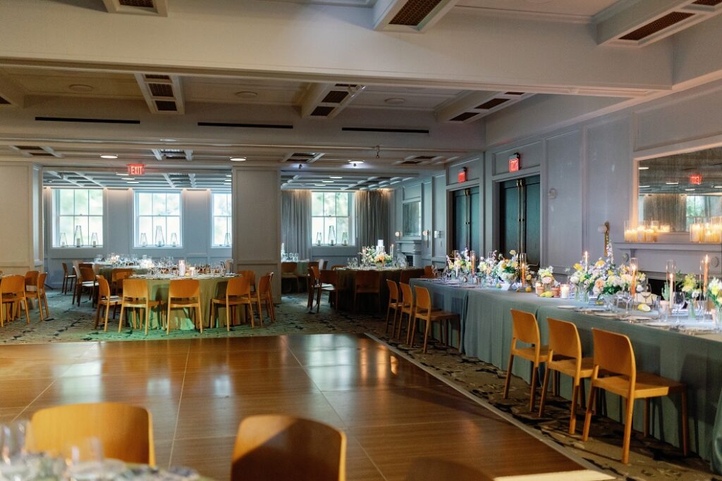 The Line DC Hotel wedding - Jewish wedding ceremony - blue yellow Amalfi theme ballroom reception