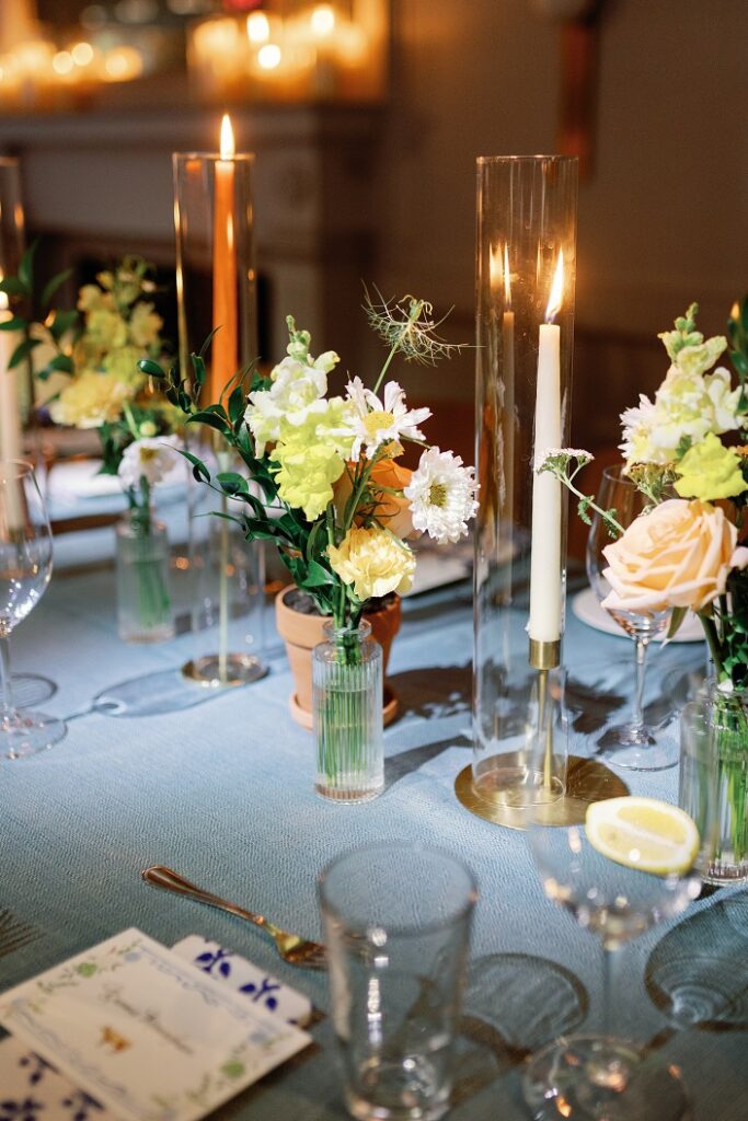 The Line DC Hotel wedding - Jewish wedding ceremony - blue yellow Amalfi theme ballroom reception