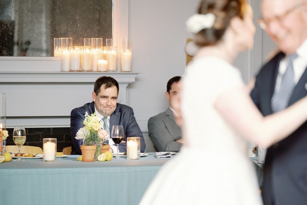 The Line DC Hotel wedding - Jewish wedding ceremony - blue yellow Amalfi theme ballroom reception