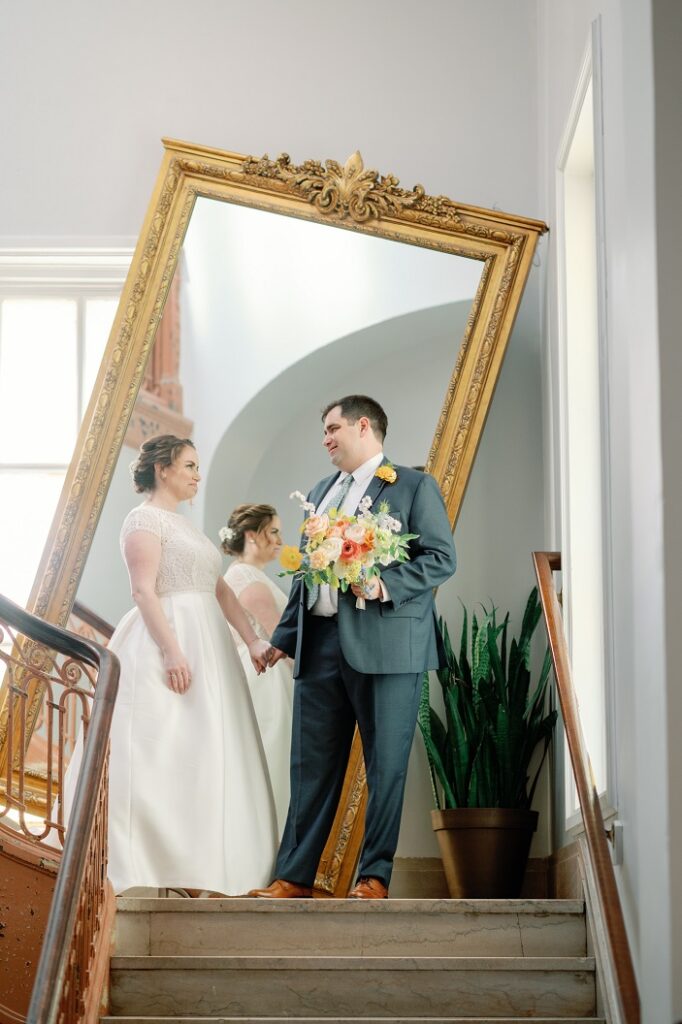 The Line DC Hotel wedding - Jewish wedding ceremony - blue yellow Amalfi theme ballroom reception