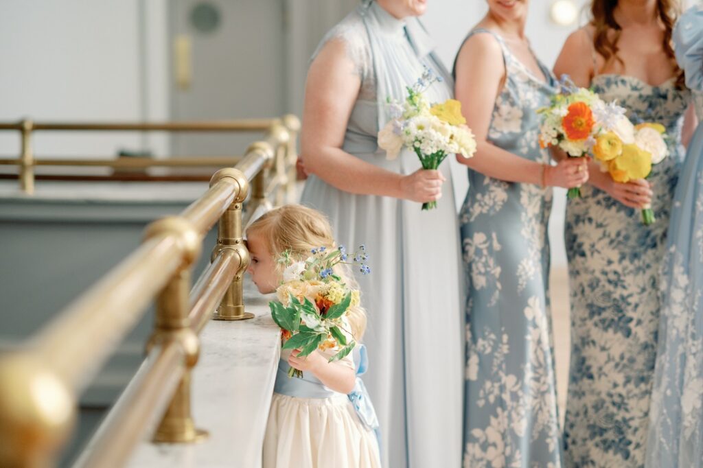 The Line DC Hotel wedding - Jewish wedding ceremony - blue yellow Amalfi theme ballroom reception