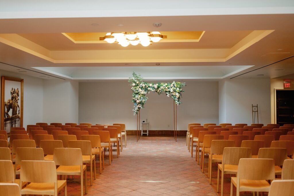 The Line DC Hotel wedding - Jewish wedding ceremony - blue yellow Amalfi theme ballroom reception