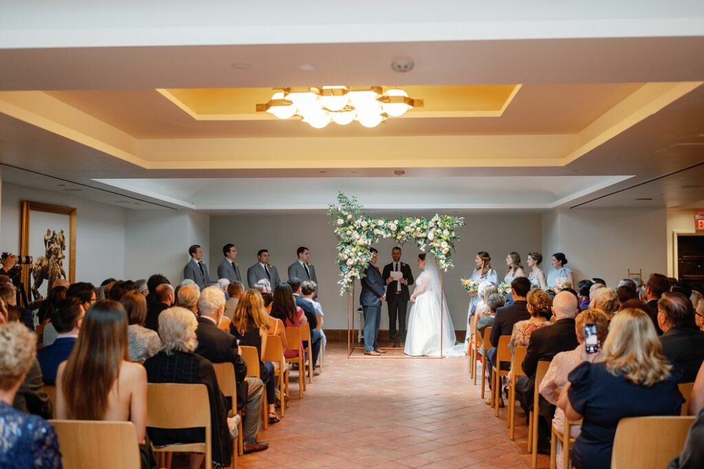 The Line DC Hotel wedding - Jewish wedding ceremony - blue yellow Amalfi theme ballroom reception