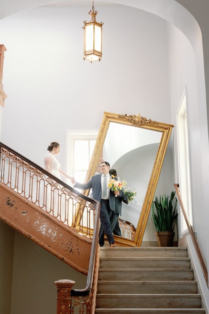 The Line DC Hotel wedding - Jewish wedding ceremony - blue yellow Amalfi theme ballroom reception