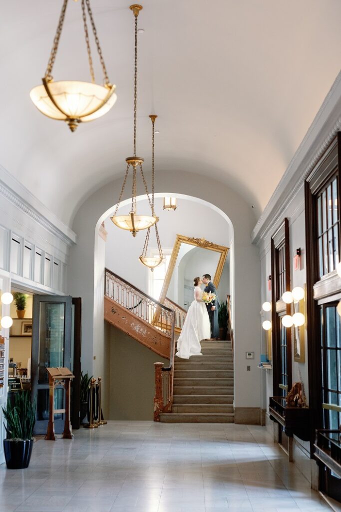 The Line DC Hotel wedding - Jewish wedding ceremony - blue yellow Amalfi theme ballroom reception