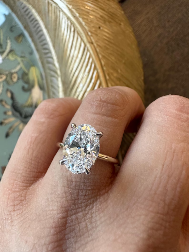 unique engagement ring - oval diamond