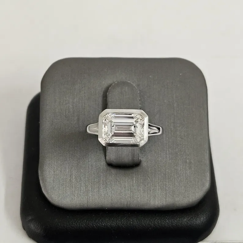 lab grown emerald cut diamond engagement ring 