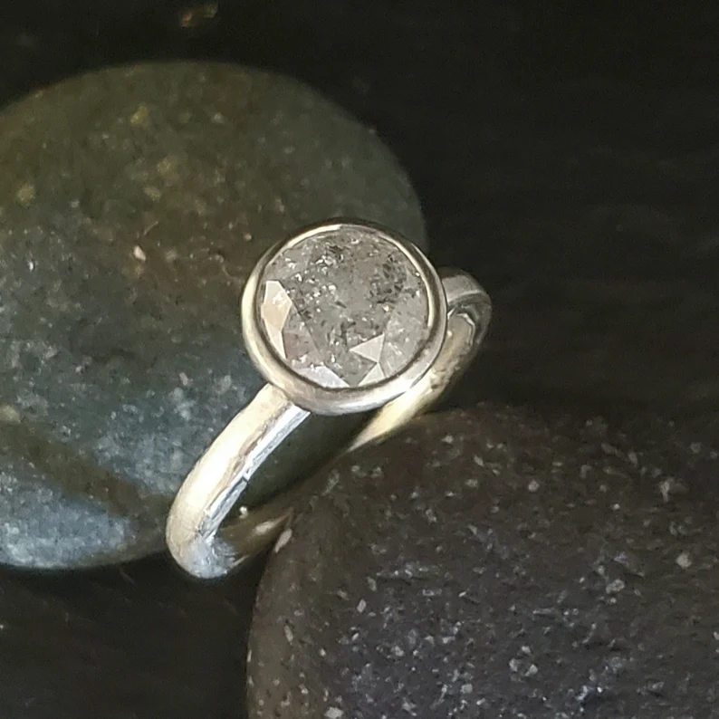 salt and pepper diamond - alternative engagement ring