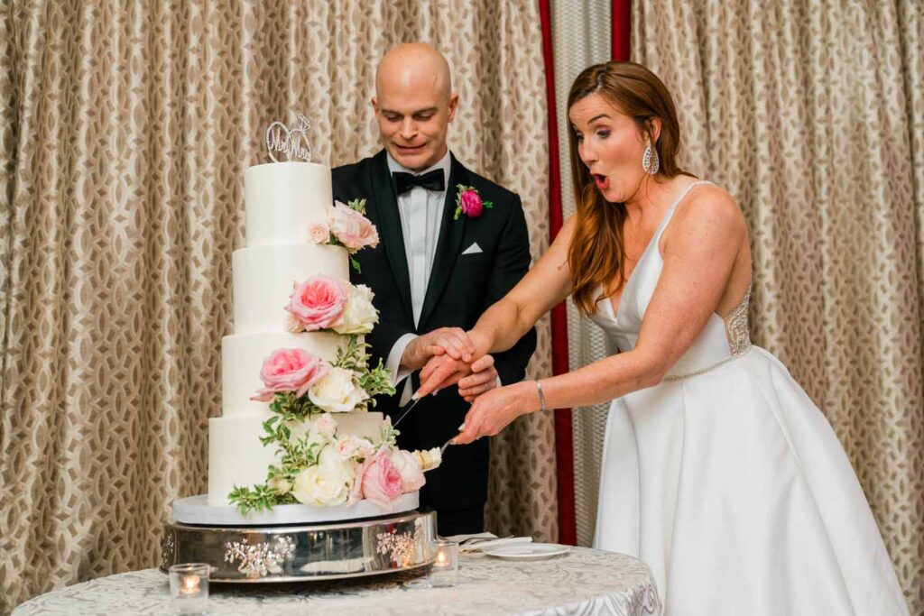Hotel Monaco DC wedding reception - cake cutting