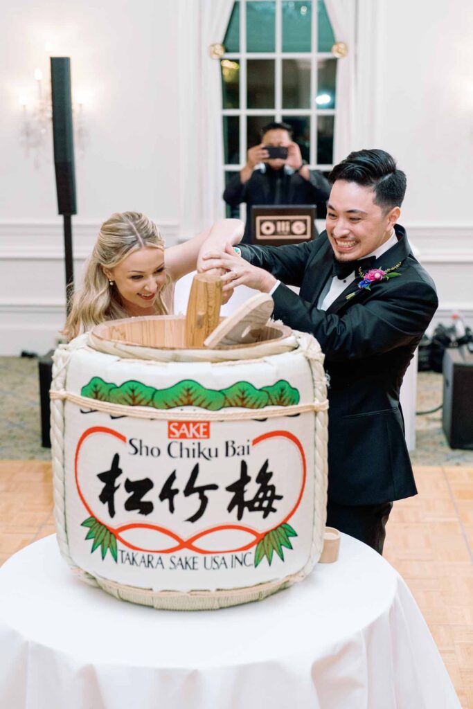Washington Golf and Country Club wedding Virginia - Japanese sake barrel ceremony