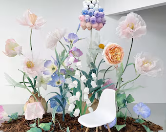 freestanding oversized whimsical paper flowers