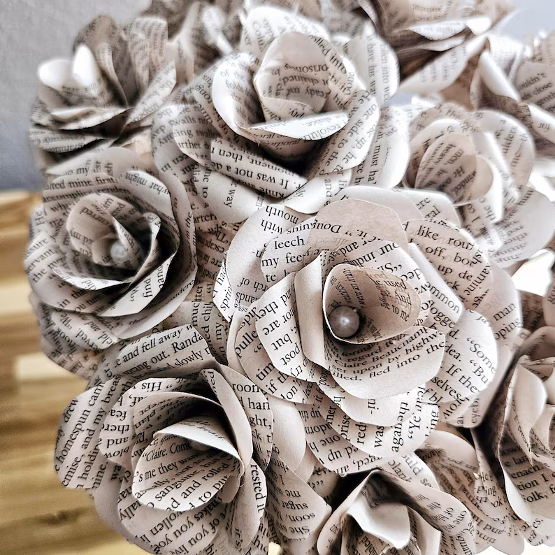 wedding trend: paper flowers made of book pages