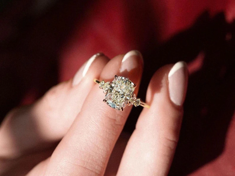 Taylor Swift Engagement Ring dupes - elongated cushion cut diamond - A curated Etsy list