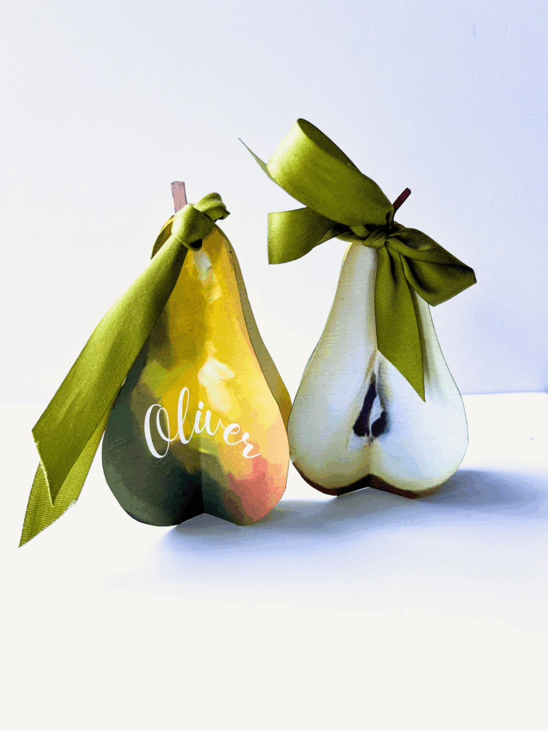 paper pear place card - thanksgiving tablescape decor