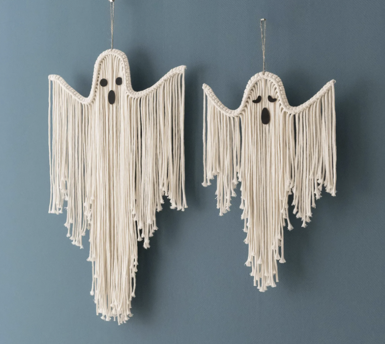 macrame ghost halloween decor