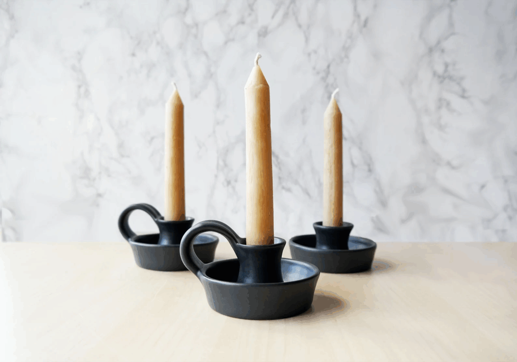 ceramic candlestick holders - vintage style - fall decor
